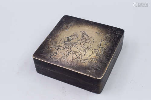 BRONZE CAST AND CARVED INK BOX