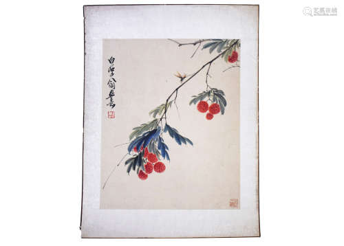 QI BAISHI: INK AND COLOR ON PAPER PAINTING 'LYCHEE'
