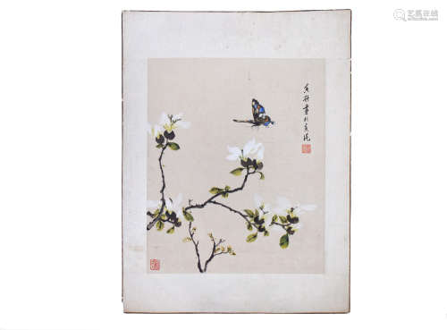 HE XIANGNING: INK AND COLOR ON PAPER PAINTING 'FLOWERS'