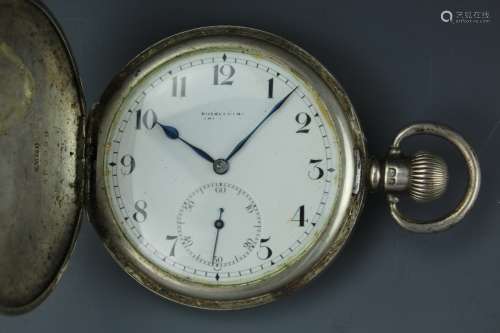 Vintage sterling silver hunter pocket watch by Rotherhams London. Good movements