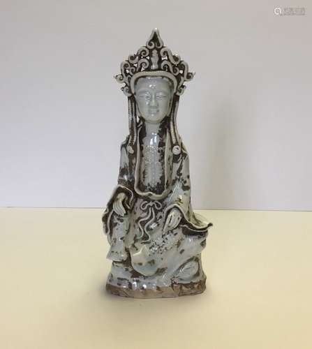 Chinese Carved Porcelain Qingbai Buddah Statue