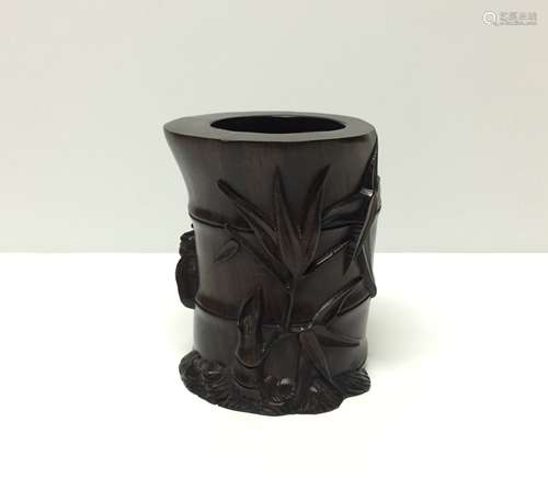 Chinese Carved Wooden Brush Pot