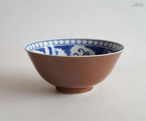 Large Chinese Blue & White Porcelain Bowl