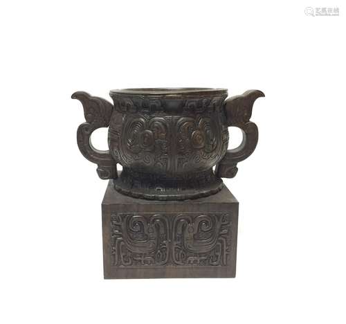 Chinese Carved Wooden Censer