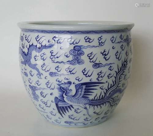 Chinese Blue\White Porcelain Scroll Painting Cylinde