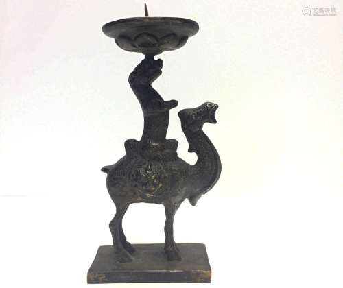 Chinese Carved Bronz Candle Stand