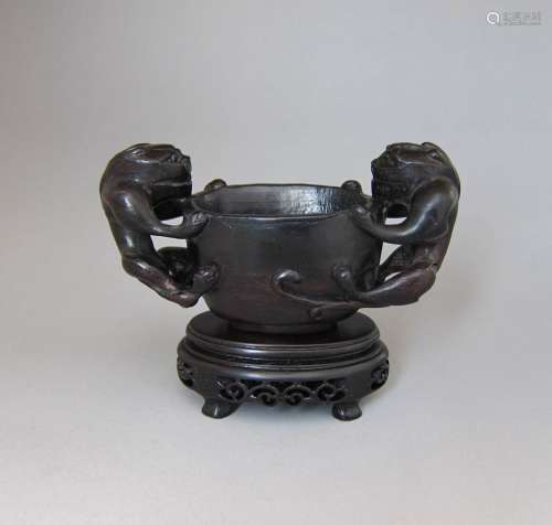 Chinese Carved Wood Cup