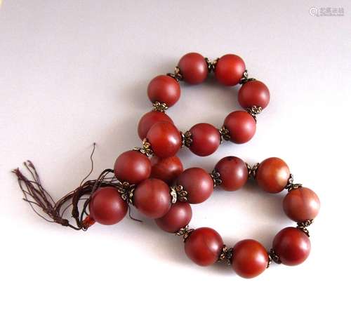 An Old Tibetan Agate Beads Buddha Bracelet