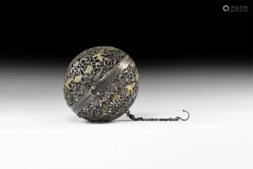 Chinese Silver-Gilt Openwork Incense Ball