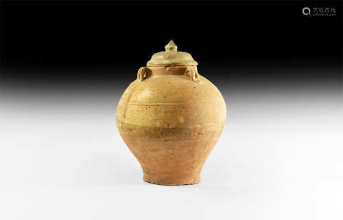 Chinese Ming Glazed Lidded Jar