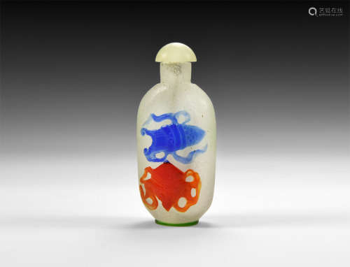 Chinese Three Colour Decorated Snuff Bottle