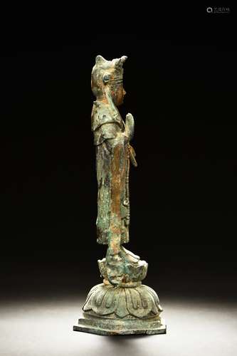 GILT BRONZE CAST 'GUANYIN' FIGURE