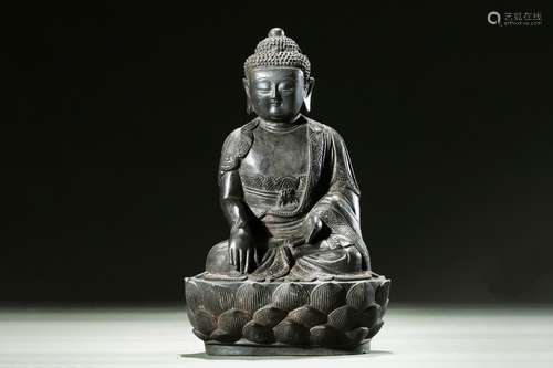 BRONZE CAST SHAKYAMUNI SEATED FIGURE