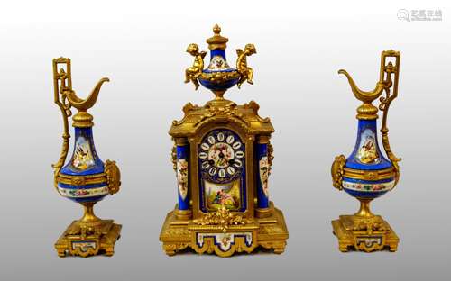 SÈVRES PORCELAIN AND METAL TRIPTYCH