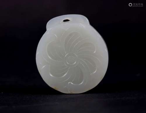 Chinese 18/19 C Carved White Jade Pendant