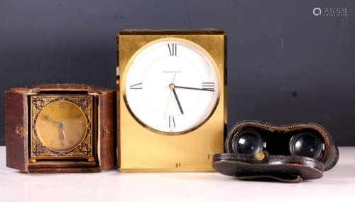 Two Clocks; One Pr Old Opera Binoculars