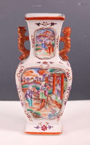 18/19 C Chinese Mandarin & Biscuit Porcelain Vase