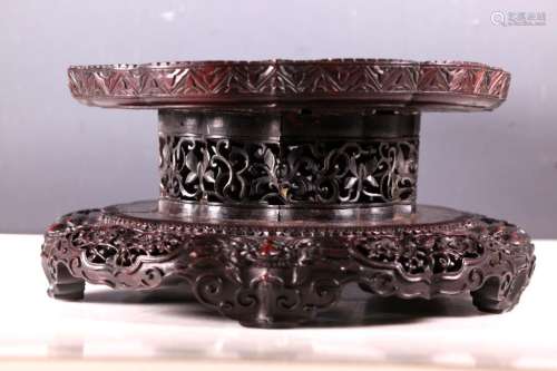 Fine Lg Chinese Carved Hardwood Stand