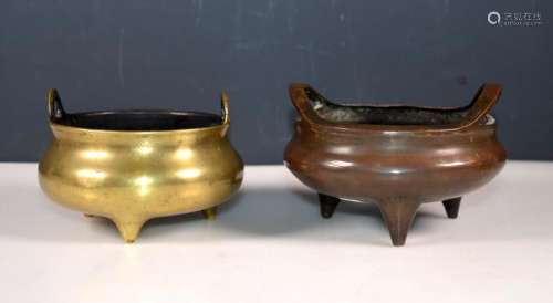 Two Chinese Bronze Censers; Xuande Marks