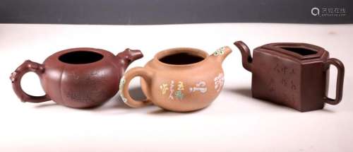 Three Chinese Yixing Teapots