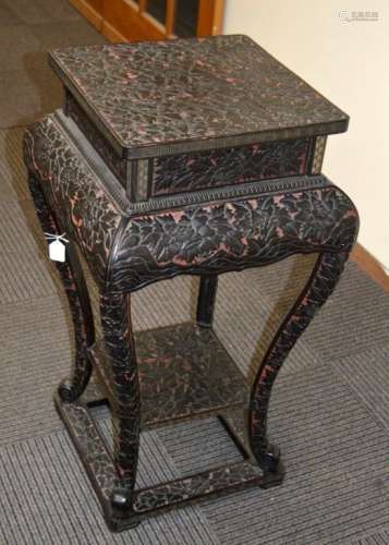 19 C Japanese Black & Red Lacquer Incense Table