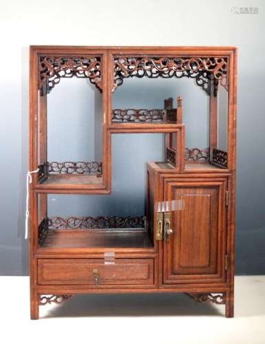Chinese Hardwood Treasure Display Cabinet