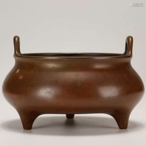 Chinese Early Qing Patinated Bronze Censer