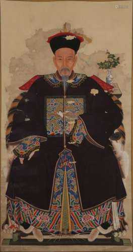 Chinese Qing Dynasty Male Ancestor Painting