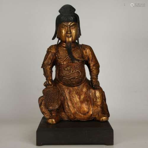 Chinese Qing Gilt Bronze Guang Gong Figure