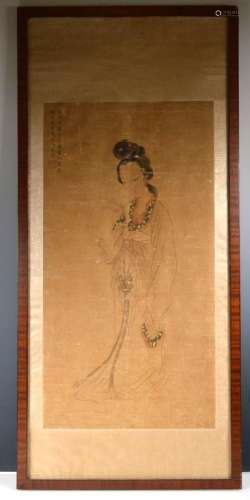 Antique Chinese Painting of Beauty on Silk