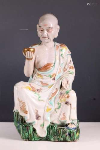 Large Japanese 19 C Porcelain Lohan Figure