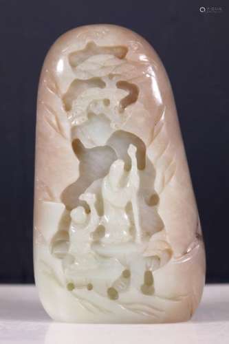 Chinese Qing Dynasty Carved Jade Large Pebble