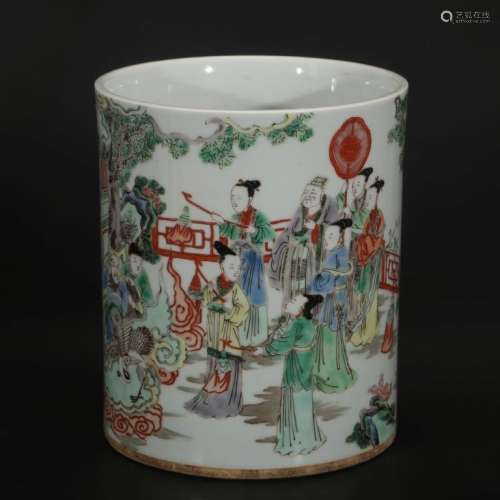 Chinese Porcelain Famille Verte Brush pot