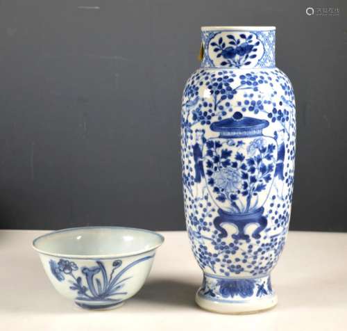 Two Chinese B & W Porcelains; Late Ming & Qing