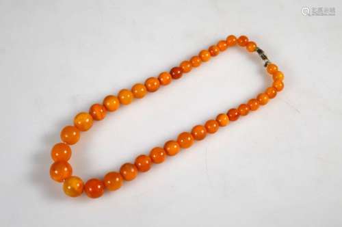 Amber Round Bead Necklace; 23.5G