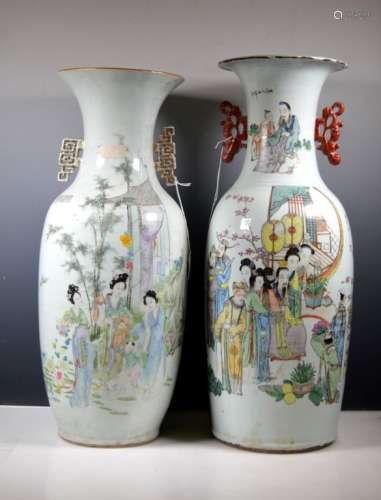 Two Large Chinese Enameled Porcelain Vases