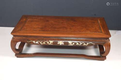 Chinese Burl & Hardwood Table; Mother-of-Pearl