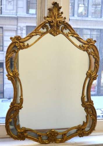 Baroque Gilt Wood Framed Mirror.