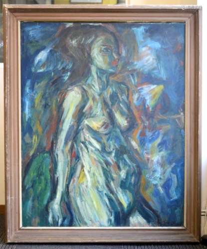 Soo Suk Kim: Korean Oil/Canvas, 1963 Female Nude