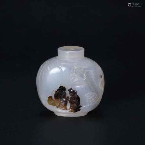 Chinese Suzhou Agate Shouxing & Boy Snuff Bottle