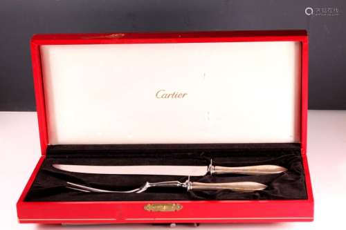 Cartier Meat Carving Set; Knife & Fork in Box