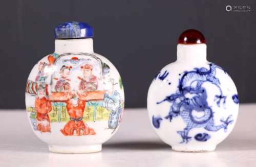 Two 19 C Chinese Porcelain Snuff Bottles