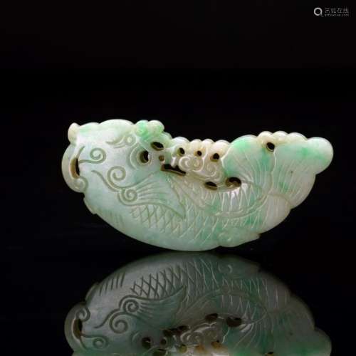 Good Chinese Dragon Fish Pendant in Jadeite