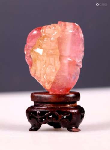 19 C Chinese Carved Tourmaline Pebble
