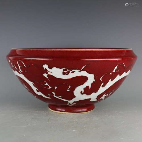 A SACRIFICIAL-RED-GLAZED BOWL, YUAN DYNASTY (1271-1368)