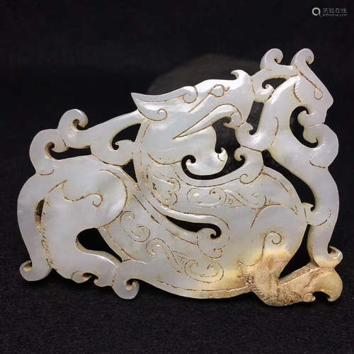 A HETIAN JADE PENDANT WITH DRAGON&PHOENIX DESIGN