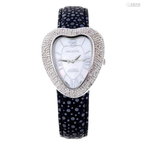 BRIATOR - a lady's white metal wrist watch. White metal