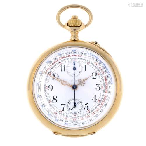 An open face chronograph pocket watch by Longines.