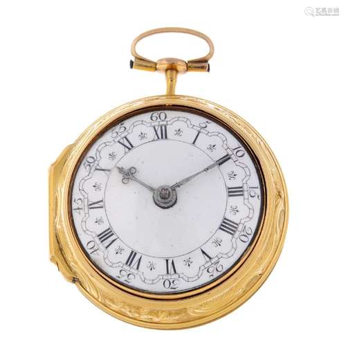 A pair case pocket watch by Freshfield, London.  Yellow