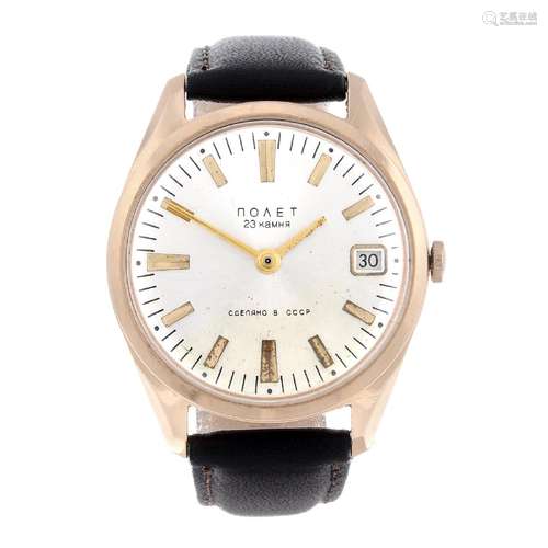 POLJOT- a gentleman's wrist watch. Rose metal case,